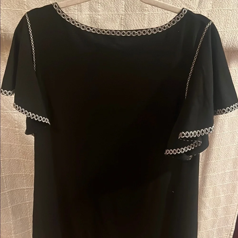 Max Studio Black Sheath Dress Flutter Sleeve Crew Neck - Picture 6 of 6